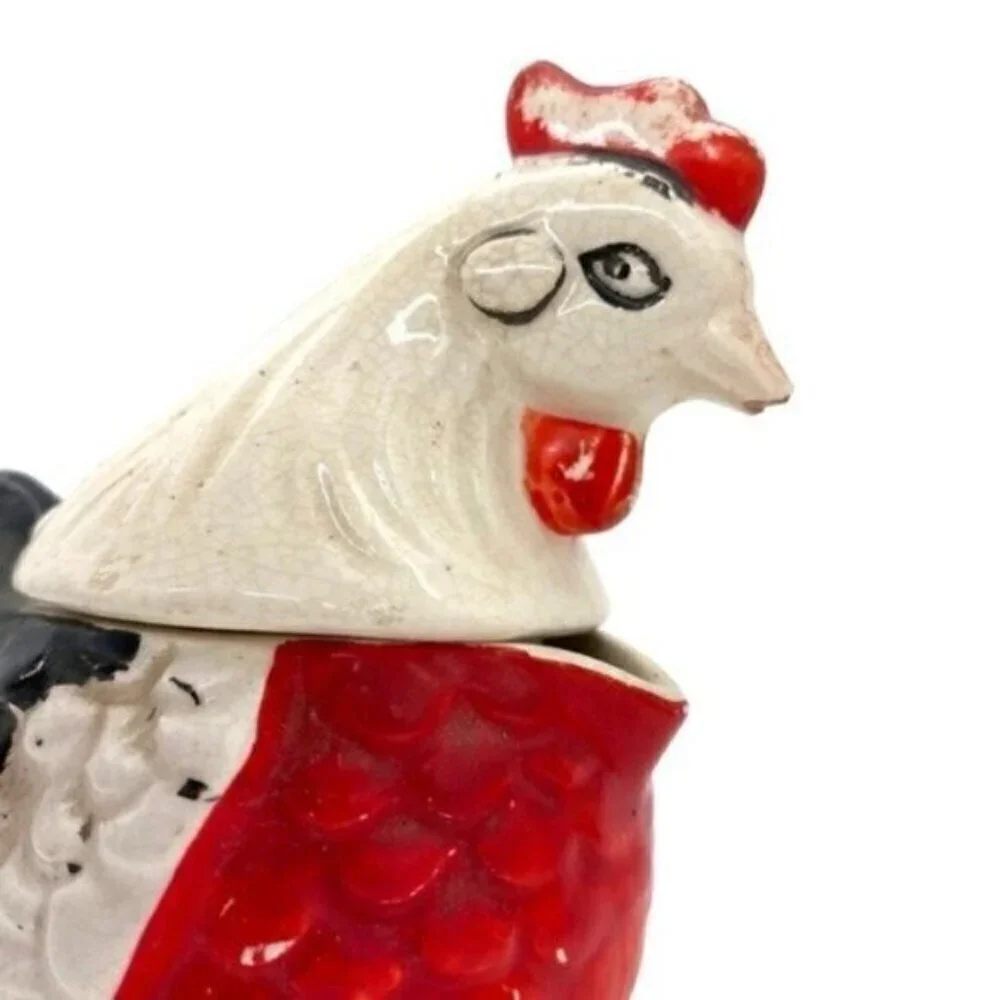 Vintage Artmark Japan Hen & Rooster Cream Sugar Bowl Salt Pepper Shaker